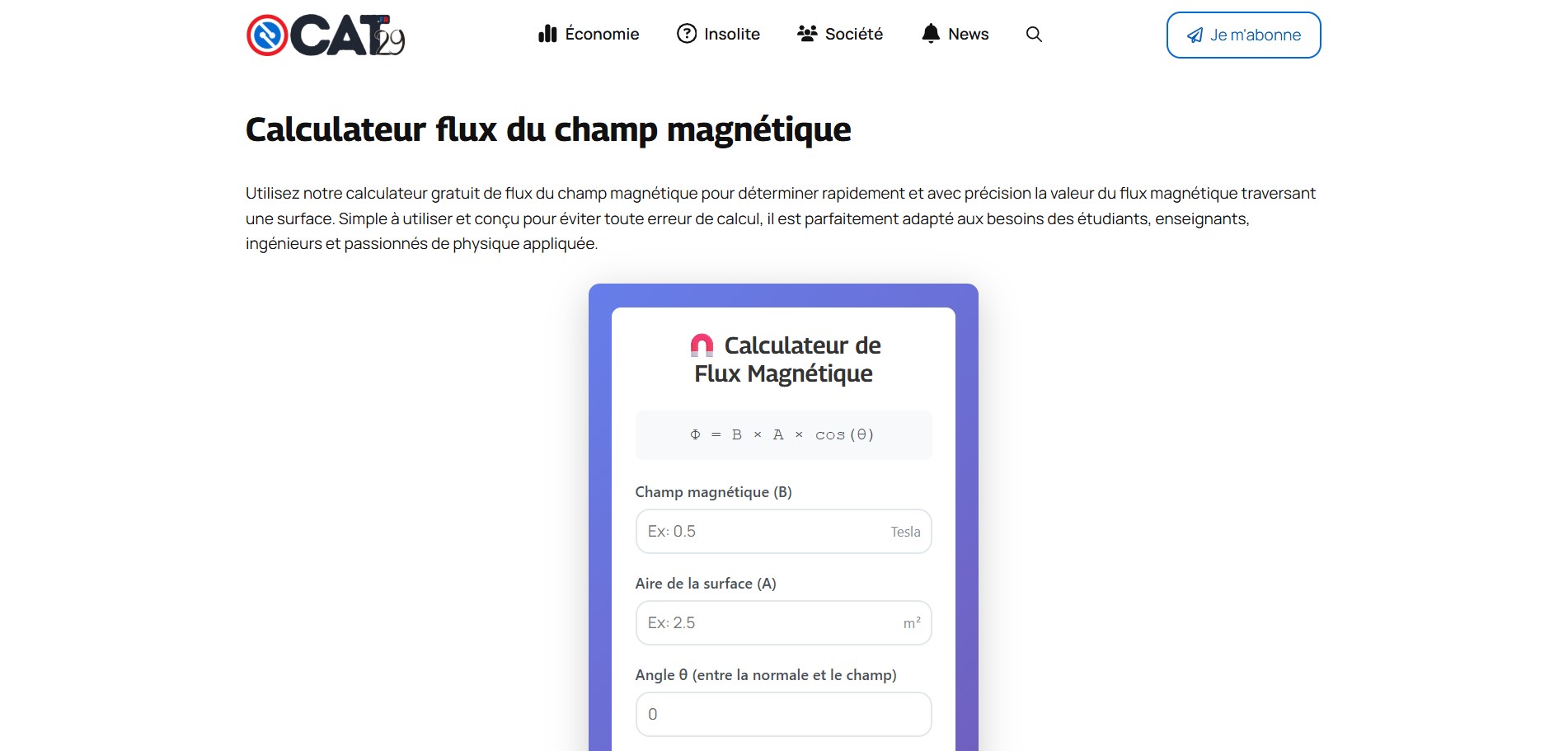 calculateur-cat29 Calculateur champs magnétique cat29 : le guide d'utilisation